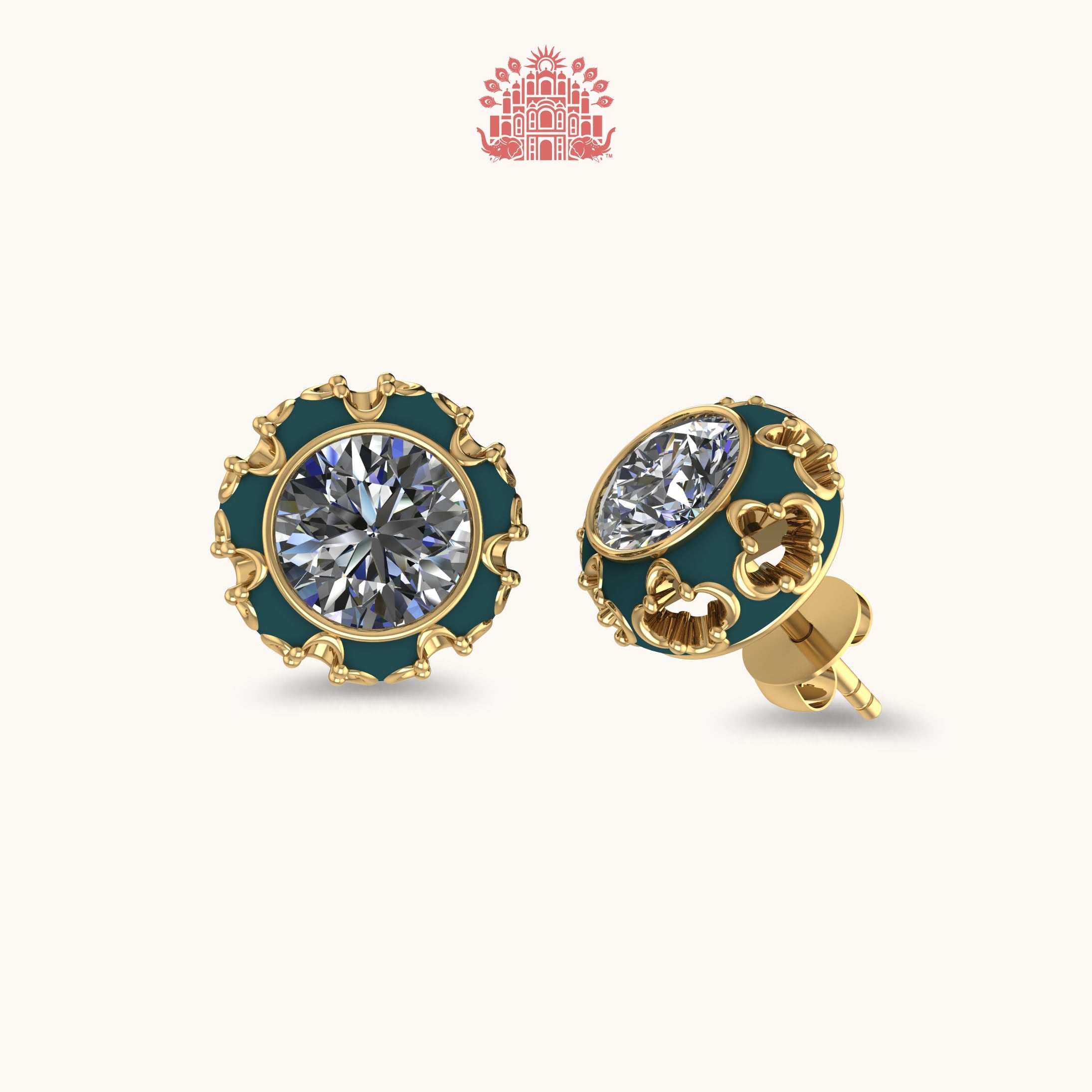 Mogra Jaipur Studd Green